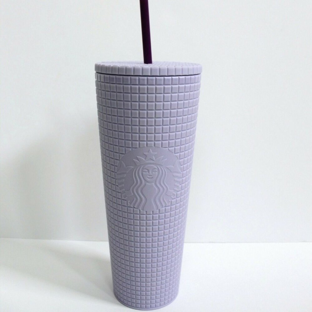 Starbucks Matte Lilac Grid Disco Soft Touch Venti Tumbler 24 oz
